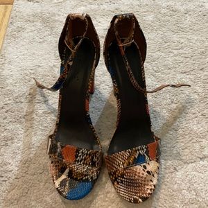 Colored snakeskin heels